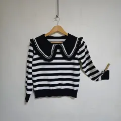 レディース衣類 - ボーダー柄ニット ストライプ トップス 長袖 Tシャツ 55 66