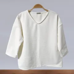 NOMBRE IMPAIR 7分袖 Vネック Tシャツ