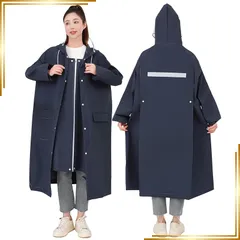 【新品】 [QulbltX] レインコート レディース メンズ 自転車 リュック対応 【二重透明レインバイザー付き】 カッパ 軽量 雨具 雨合羽 レインウェア バイク レインポンチョ ロング 大きい 通勤 通学 防風防水 超撥水 梅雨対策 男女兼用 ネイビ 0