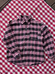 薄い素材 長袖 BLACKPINK チェック シャツ