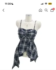 チェック ツイスト ノースリーブ ビスチェ (新品)