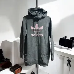 ADIDAS adidas(アディダス) 薄い 裏起毛 ビックロゴ ロングパーカー S ( 44 ー 55 )