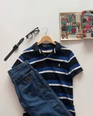 ポロ Ralph Lauren(ラルフローレン) ボーダー柄 半袖ポロシャツ L