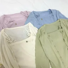 グリーン) パステル ノースリーブ カーディガン セット