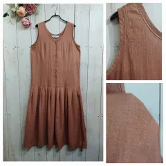 フロントボタン ロング丈ワンピース