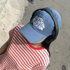 サムシング レタリング ベースボールキャップ ブルー ライトブルー スカイブルー 野球 キャップ 帽子 ably ZIGZAG