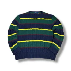 ポロラルフローレン 新型タグ ストライプ ケーブルニット