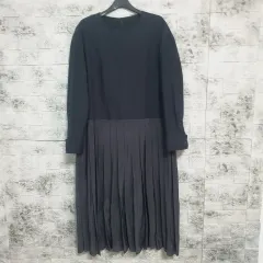 フロントポケット ブラック ロング丈ワンピース