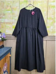 シャカシャカ素材 シャーリング ルーズロングドレスフィット