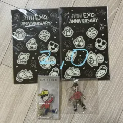 EXO(エクソ) 11 周年 MD ステッカーシール ベクヒョン(BAEKHYUN) カイ(KAI・ジョンイン) アクリル キーリング スタンド