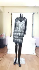 ラルトラモーダ 黒 花柄 刺繡 メッシュ ティー/スカート レディース セットアップ