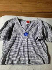 ボーダー柄 クロップドTシャツ 半袖T