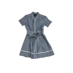 日本 青 フラワー a ライン ワンピース