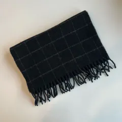 13077 - ポロラルフローレン ブラック CHECK ウールマフラー (ラムウール 100%)