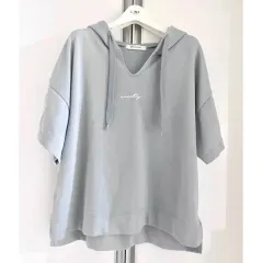 日本 CECIL McBEE(セシルマクビー) ライトブルー 半袖 フード付きTシャツ 森ガール もり ギャル ひめ はぐみ
