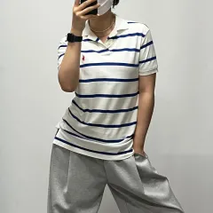 ポロ ラルフローレン ボーダー柄 ストライプ 半袖 カラーTシャツ S 052805