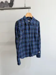 AGNES B ネイビー チェック柄シャツ