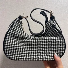 曲がった ＋ とても 軽いです 千鳥格子 パターン 柄 ショルダーバッグ
