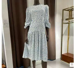 未使用) Lang&Lu デラ フラワー ロング ONE PIECE 白 春 秋 花