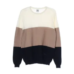 L ZARA(ザラ) アイボリー ベージュ 長袖 ラウンド ニット セーター セーター