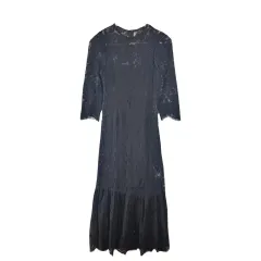 ZARA ZARA(ザラ) 黒 レース シースルー ロング ワンピース XS ナイロン ブレンド