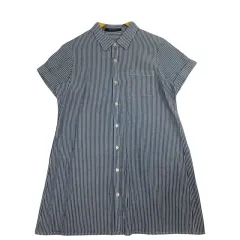 BLUE STRIVE ストライプ ロング 半袖 Tシャツ L コットン 100%