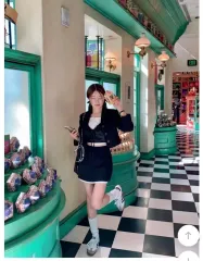 modern robe ベスト ステッチ クロップド セットアップ (ジャケット) スカート set )