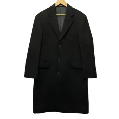 ヴィンテージ 黒 ウール 100 シングル ロング コート