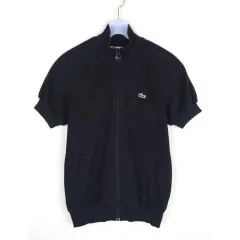 LACOSTE(ラコステ) 半袖 ジップアップニット レディース M 綿混 コットンブレンド カーディガン NG10914