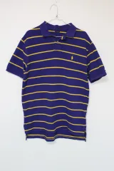 レディース コットンTシャツ ラルフローレン 半袖 Tシャツ クラシックフィット 黄色 ボーダー柄 紺色 L