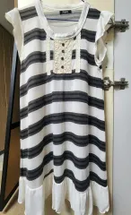 ヴィンテージ 森ガール ストライプ ノースリーブ ワンピース