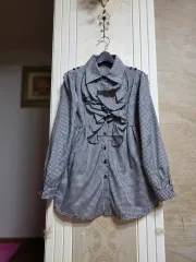 0416 ) フリル チェック ブラウス