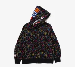A BATHING APE(アベイシングエイプ) ネオンカモ シャーク フルジップアップ フード マルチ 2XL