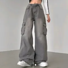 y2k ウエスト紐 カーゴ ワイド パンツ