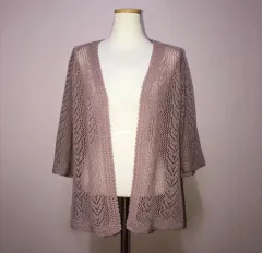 夏 クロシェ カーディガン ピンク