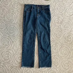 4 インディゴブルーデニム デニム カットスリット ストレート パンツ