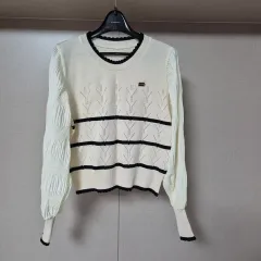 F ) 女性 スリーブパフ クロシェ 薄い ニット