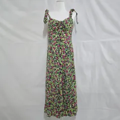 ザラ フラワーパターン スリット ノースリーブワンピース レディース95 0619