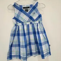 24m 女児 チェック Vネック ワンピース