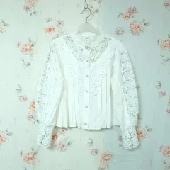 レース バルーンスリーブ ブラウス S