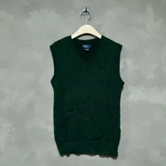 ポロ Ralph Lauren(ラルフローレン) ケーブル編み ニット セーター ベスト 緑