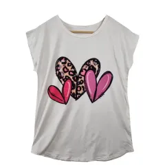 SHEIN 白 ハート 半袖 Tシャツ M コットン