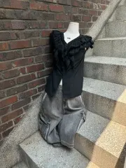 日本 ヴィンテージ Ray beams 黒 フリル ベスト