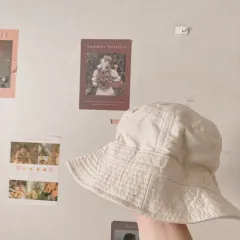 明るいベージュ キッズバケットハット