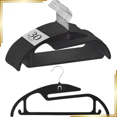 【新品】 【整理収納のプロも注目】【独自設計×王様のハンガー】チチロバ(TITIROBA) ハンガー すべらない かたくずれ防止 襟が伸びない 伸び防止 跡がつかない 連結フック 頑丈 スリム ベルベット製 30本組 ブラック 0