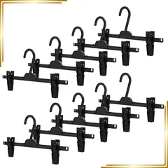 【新品】 シンコハンガー(Shinkohanger) リバース クリップハンガー 5本組×2個セット ブラック 日本製 ラック ズボン ピンチ 洗濯 タオル スラックス バスタオル ネクタイ 頑丈 かたくずれ防止 物干し スカート パンツ 押し入れ 収納  0