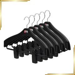 【新品】 シンコハンガー(Shinkohanger) 衣類用ハンガー F-Fit ジャケットビッグクリップ42 5本セット ブラック 日本製 ラック ズボン ピンチ 洗濯 タオル スラックス バスタオル ネクタイ 頑丈 かたくずれ防止 物干し スカート パ 1