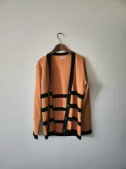 日本製 良い品質 オレンジ ヴィンテージ オープン ニット カーディガン