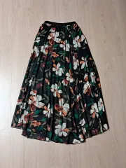 フラワー パターン プリーツ ロング スカート free