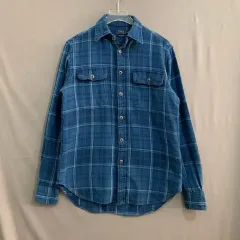 XS ポロラルフローレン リラックスフィット インディゴ ポケット チェック シャツ